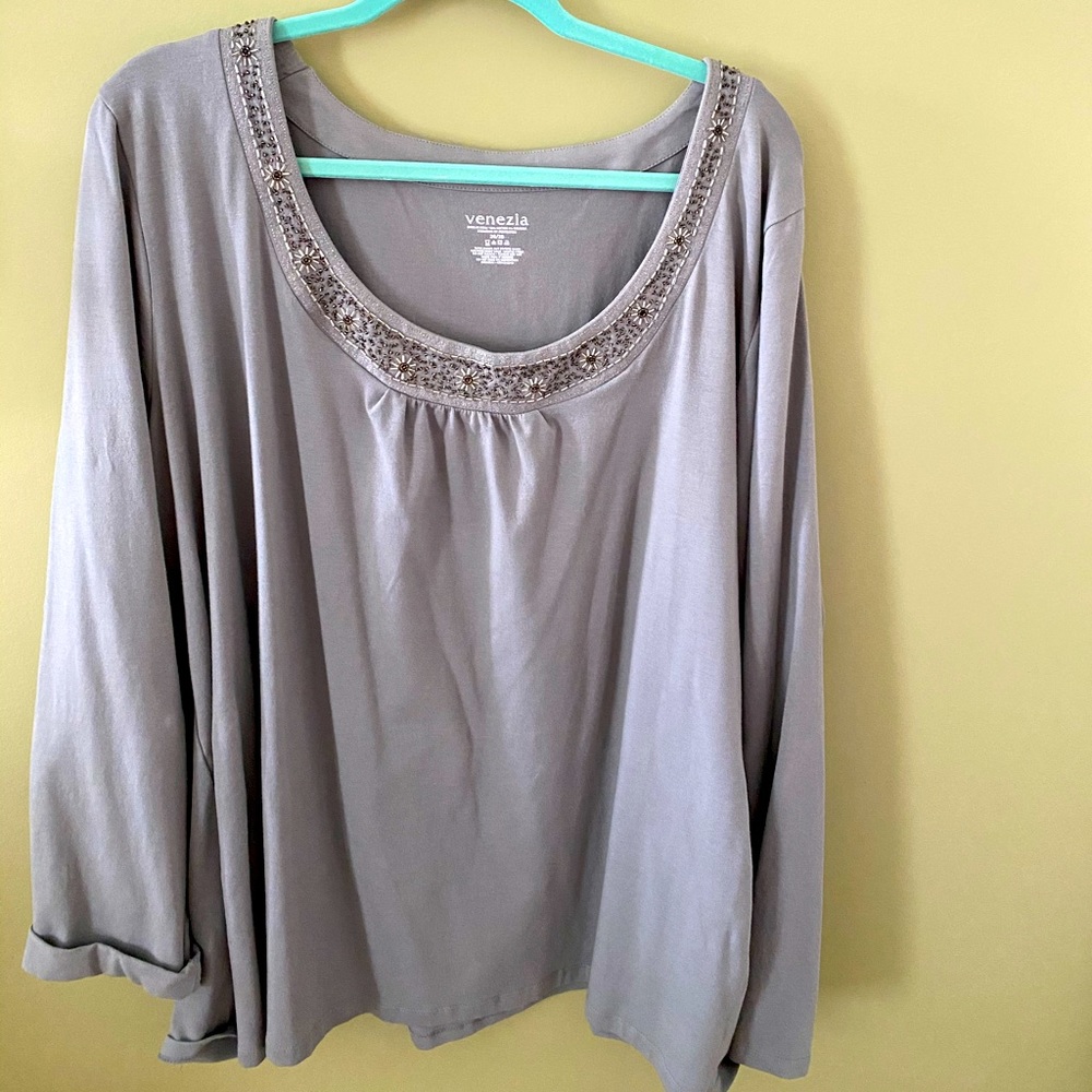 Lane Bryant Grey Embellished Top